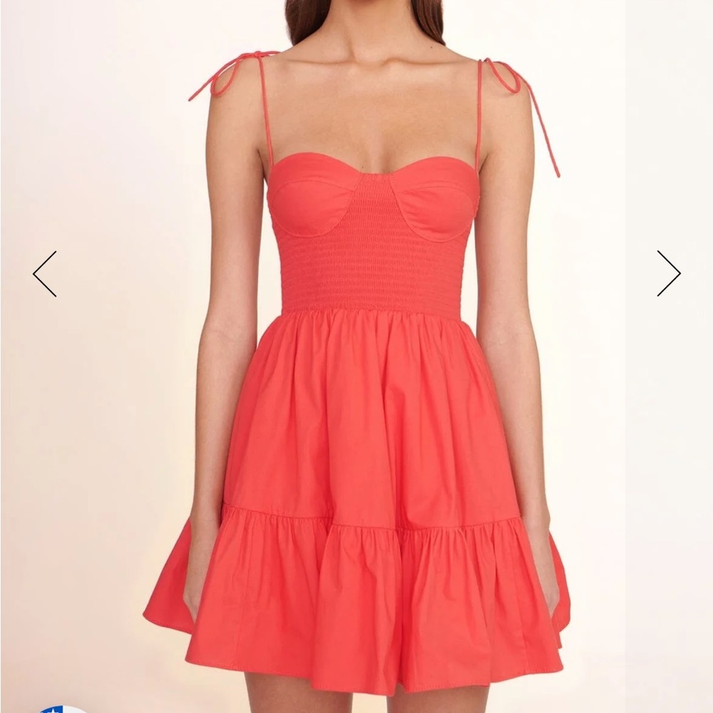STAUD coral Landry mini dress